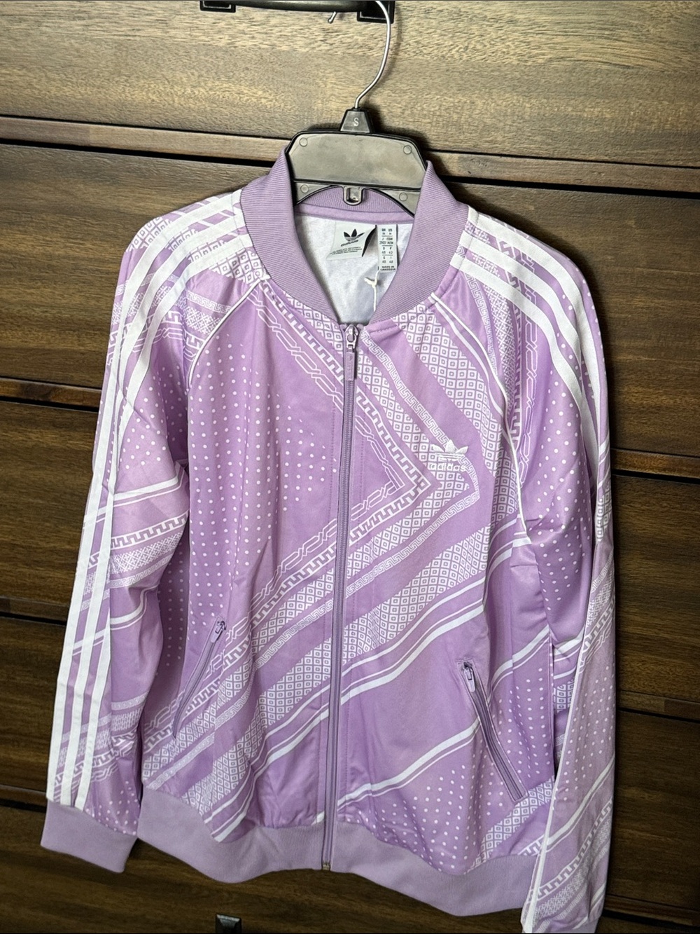 adidas Lavender Patterned Bomber Track Jacket